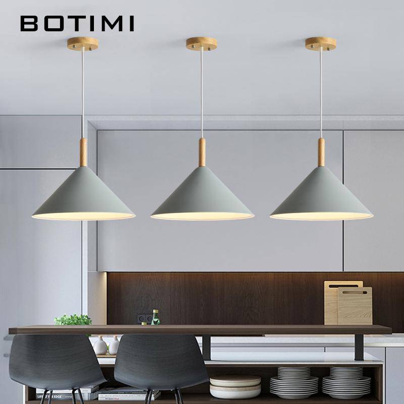 Suspension conique design LED en bois et métal de couleur Nordic - vue 4 sur 9