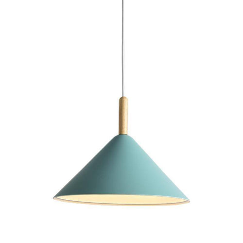 Suspension conique design LED en bois et métal de couleur Nordic - vue 4 sur 9