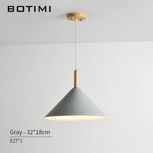 Suspension conique design LED en bois et métal de couleur Nordic - vue 8 sur 9