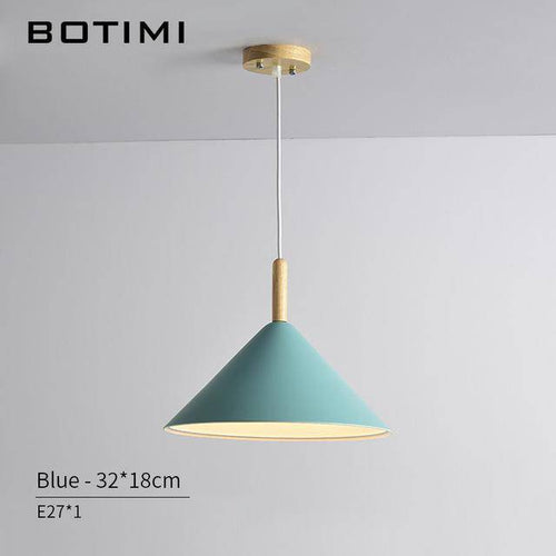 Suspension conique design LED en bois et métal de couleur Nordic - vue 6 sur 9