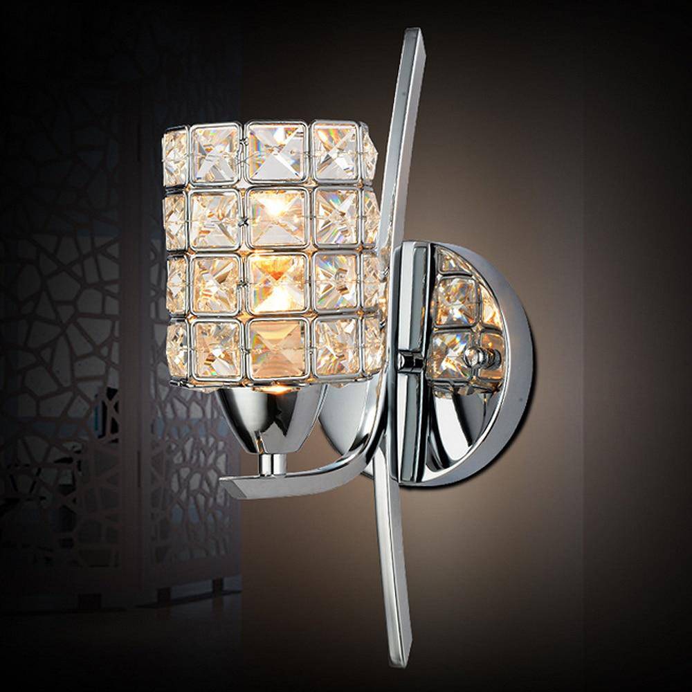 Applique murale chromé avec lampe cristal - vue 2 sur 5
