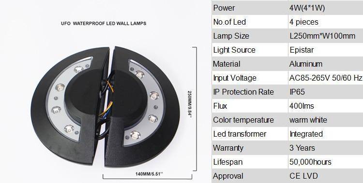 Applique extérieur LED demi-cercle noire Lighting - vue 3 sur 3