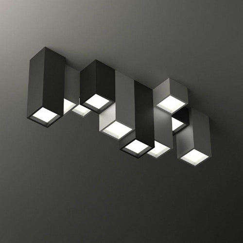 Plafonnier design géométrique à LED avec tubes rectangulaires noir et blanc - vue 5 sur 6