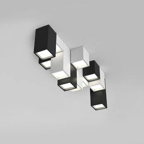 Plafonnier design géométrique à LED avec tubes rectangulaires noir et blanc - vue 3 sur 6