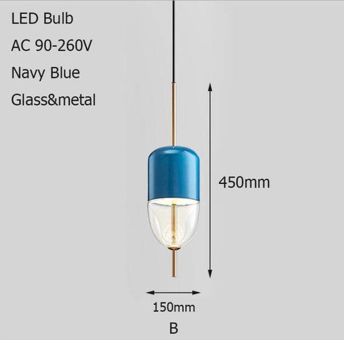 Suspension design LED à forme originale (bleue ou dorée) - vue 9 sur 10