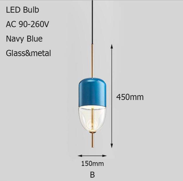 Suspension design LED à forme originale (bleue ou dorée) - vue 8 sur 10