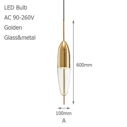 Suspension design LED à forme originale (bleue ou dorée) - vue 8 sur 10