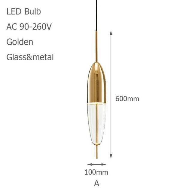 Suspension design LED à forme originale (bleue ou dorée) - vue 7 sur 10