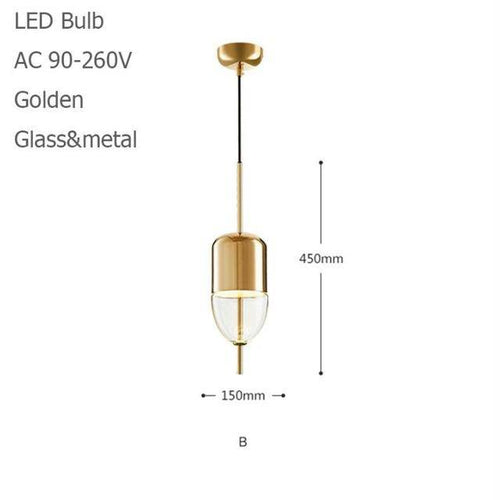 Suspension design LED à forme originale (bleue ou dorée) - vue 6 sur 10