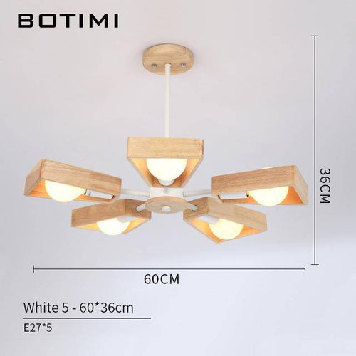 Lustre en bois à LED ajustable Wooden - vue 6 sur 7