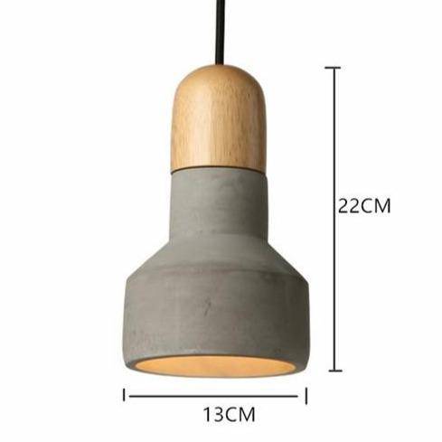 Suspension design LED en ciment et bois Nordic - vue 4 sur 5