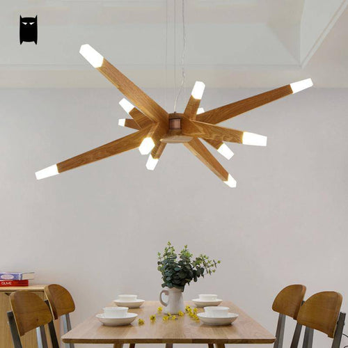 Lustre design à LED avec branches en bois Contemporary - vue 3 sur 5