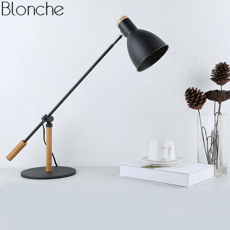 Lampe de bureau à LED ajustable métal et bois (noir ou blanc) - vue 5 sur 6