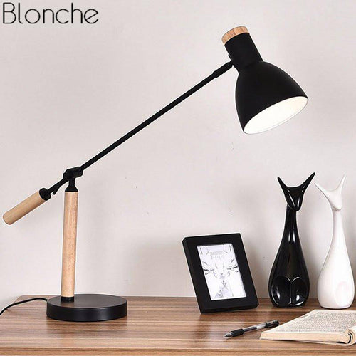 Lampe de bureau à LED ajustable métal et bois (noir ou blanc) - vue 4 sur 6