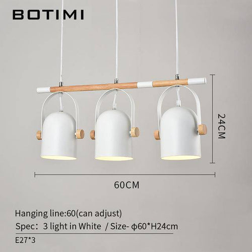 Lustre LED avec barre en bois et spots métal ajustables - vue 6 sur 5