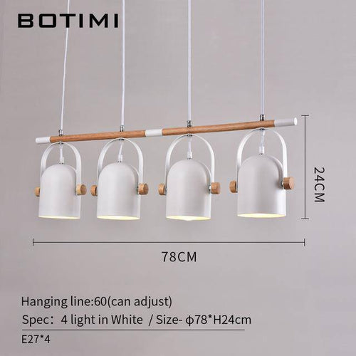 Lustre LED avec barre en bois et spots métal ajustables - vue 5 sur 5