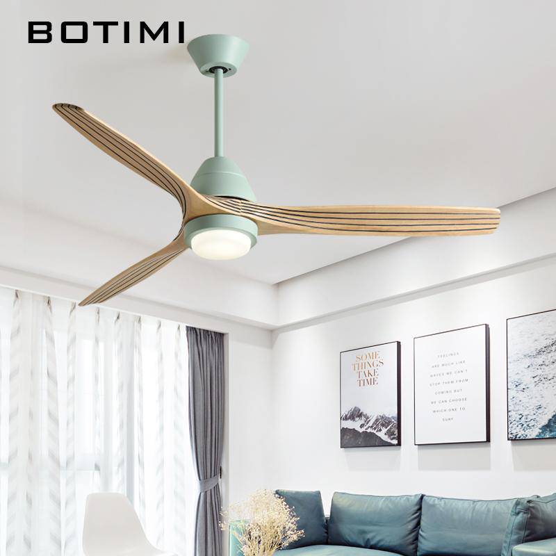 Ventilateur de plafond LED à pales rayés et base colorée - vue 2 sur 8
