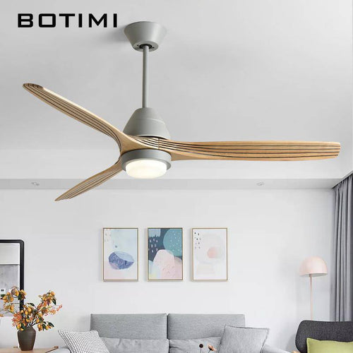 Ventilateur de plafond LED à pales rayés et base colorée - vue 5 sur 8