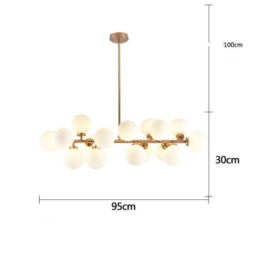 Lustre design à LED avec branche (noir ou dorée) et boules en verre - vue 8 sur 7