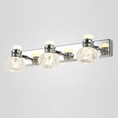 Applique murale LED chromée avec plusieurs lampes en cristal