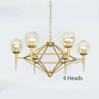 Lustre design vintage doré et boule en verre style loft