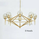 Lustre design vintage doré et boule en verre style loft