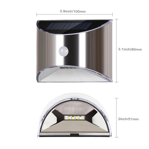 Applique extérieur solaire à LED chromée arrondie (lot de 2) - vue 4 sur 4