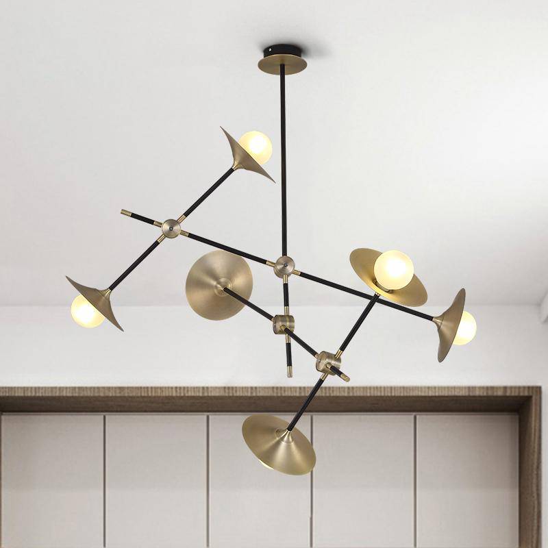 Lustre design à LED avec branches articulées et lampes dorées Modern - vue 2 sur 9