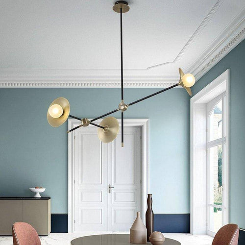Lustre design à LED avec branches articulées et lampes dorées Modern - vue 9 sur 9