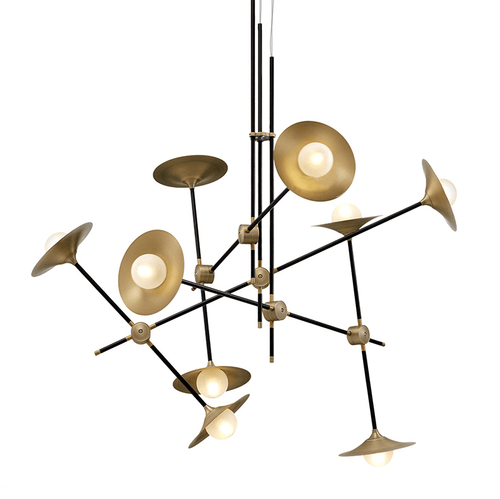 Lustre design à LED avec branches articulées et lampes dorées Modern - vue 3 sur 9