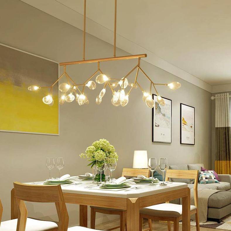 Lustre design moderne LED en bois branches d'arbres (noir ou doré) - vue 3 sur 7