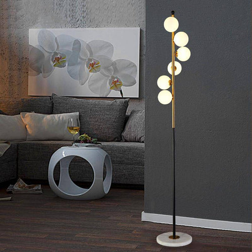 Lampadaire design moderne LED doré à boule en verre - vue 3 sur 3