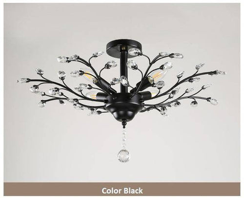 Lustre en cristal et verre branches d'arbre Vintage (noir ou doré) - vue 6 sur 9