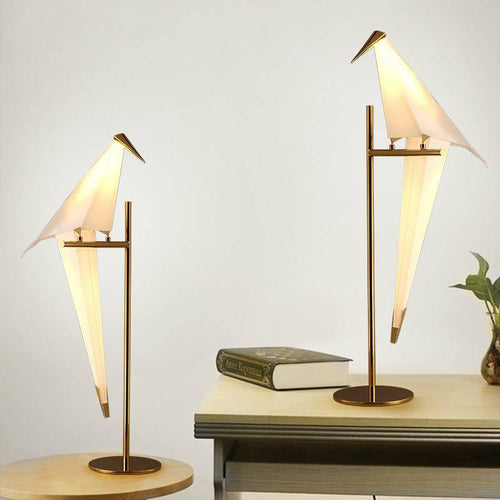 Lampe à poser en forme d'oiseau sur branche dorée - vue 3 sur 6