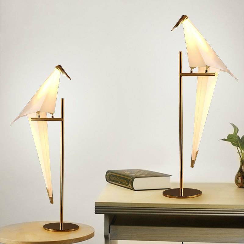 Lampe à poser en forme d'oiseau sur branche dorée - vue 3 sur 6