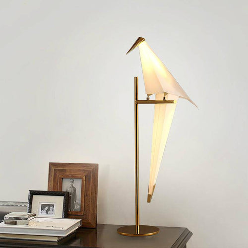 Lampe à poser en forme d'oiseau sur branche dorée - vue 4 sur 6
