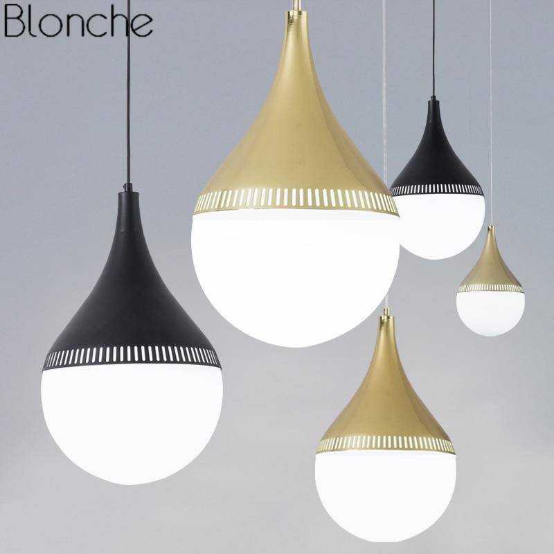 Suspension design LED boules en verre à chapeau pointu (or ou noir) - vue 2 sur 5