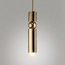 Suspension design LED tube doré avec boule