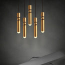 Suspension design LED tube doré avec boule