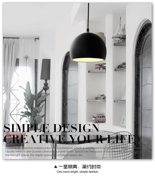 Suspension design nordique à LED boule ouverte noire - vue 4 sur 4
