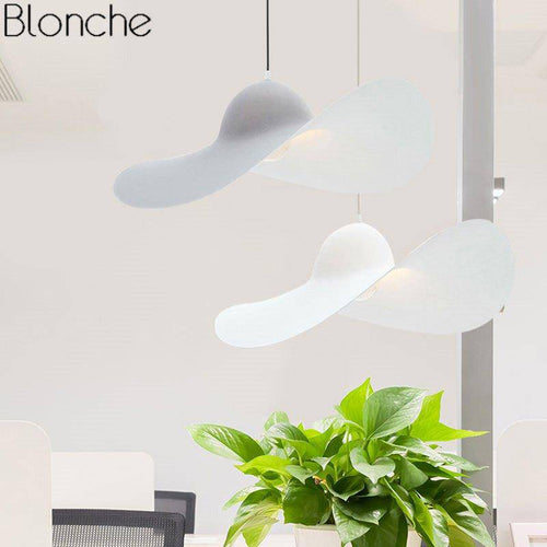 Suspension design LED blanche ondulée Hat - vue 2 sur 5