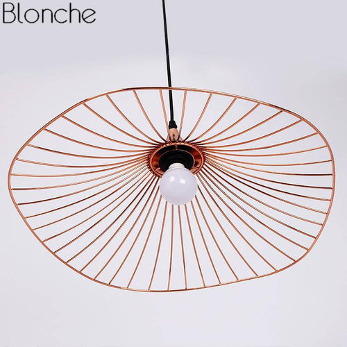 Suspension design à LED chapeau de paille coloré - vue 3 sur 8