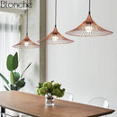 Suspension design à LED chapeau de paille coloré