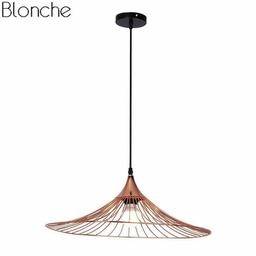 Suspension design à LED chapeau de paille coloré - vue 5 sur 8