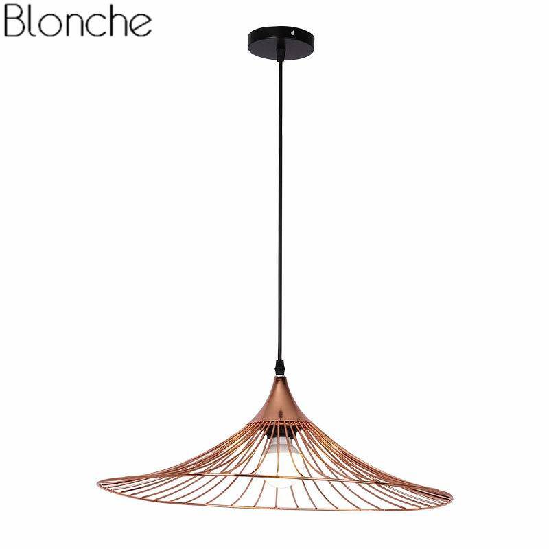 Suspension design à LED chapeau de paille coloré - vue 4 sur 8