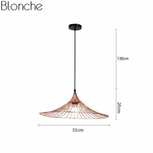 Suspension design à LED chapeau de paille coloré