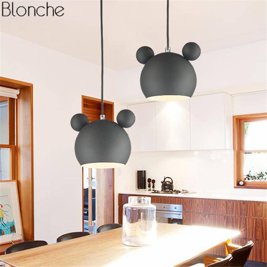 Suspension design à LED en forme de Mickey Mouse coloré - vue 5 sur 11