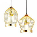 Suspension LED doré oiseau en cage