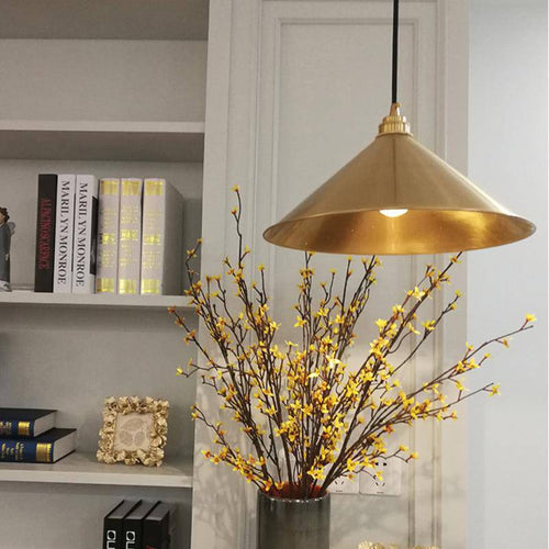 Suspension design LED en forme de cône doré Retro - vue 4 sur 4