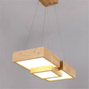 Lustre LED carrés en bois design style japonais